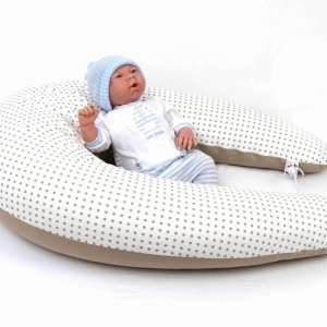 Dojčiace vankúš Maxi BODKA DVOJFAREBMÁ BÉŽOVÁ 100% bavlna